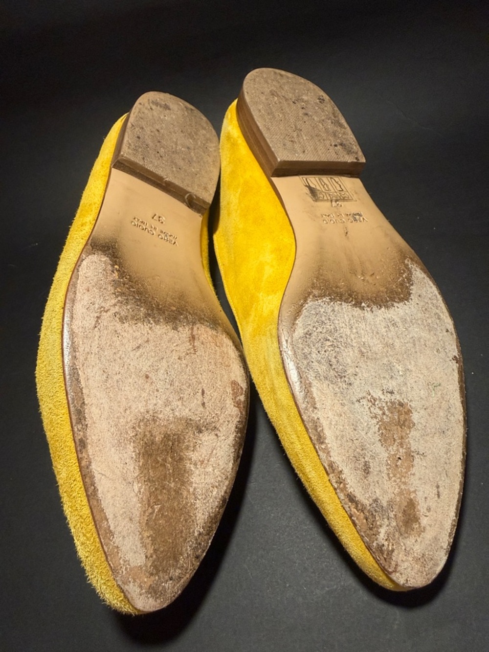 Le Monde Beryl Yellow Suede Venetian Slipper Flats - Women 37 - Picture 4 of 5